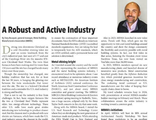 Metal Construction News - February 2024 - A Robust and Active Industry by Tony